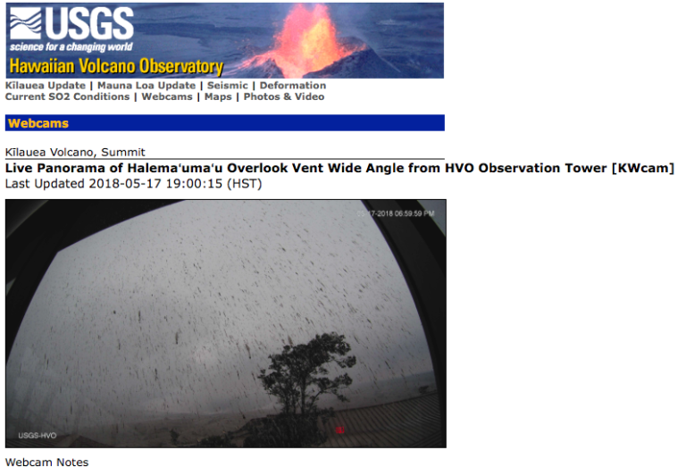 USGS webcam footage of Kilauea Volcano eruption on Hawaii Island